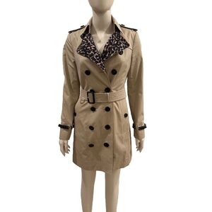 New Burberry London Trench Coat Leopard Sandringham Size 4